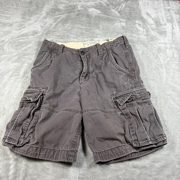 Vintage Abercrombie Fitch Cargo Shorts Men 33 Gray Y2K Military Distressed Baggy - Picture 1 of 10
